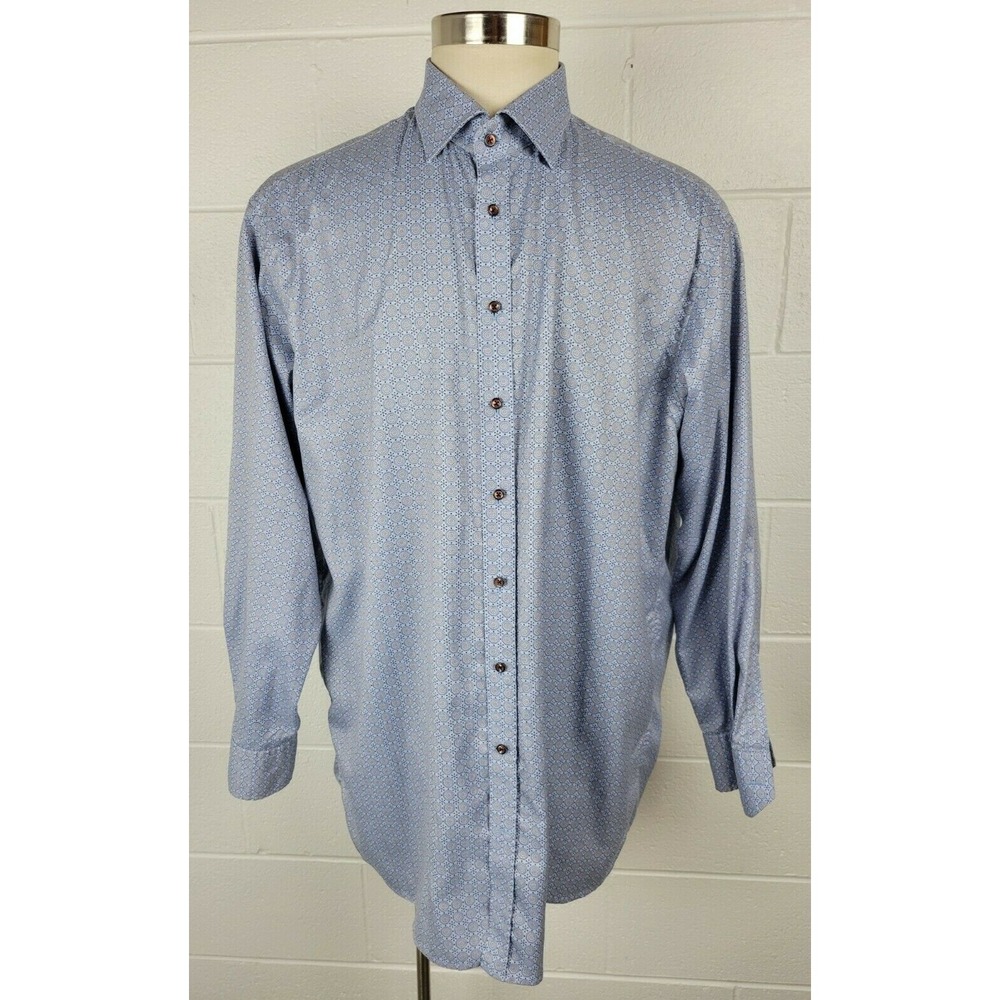 Mens Stenstroms Blue Atomic Button Front Shirt Twofold Super Cotton‎ 19 48